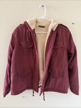 Brandy Melville burgundy faux fur haliey jacket